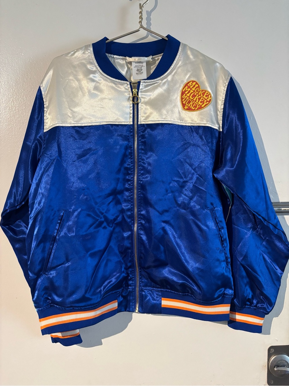 Disney Parks Mickey Mouse Satin Bomber Jacket Blue White Size L
(1154)